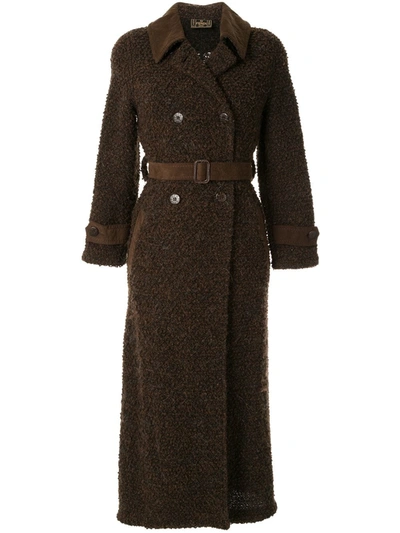 Pre-owned Fendi Double-breasted Teddy Coat In Brown