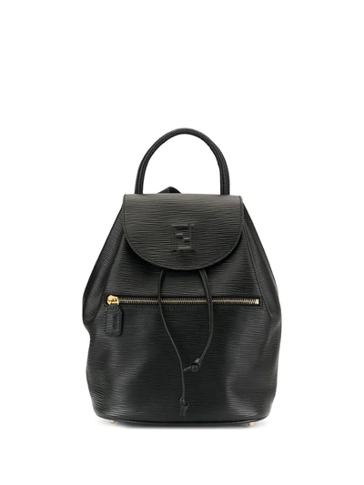 Pre-owned Fendi Logo Drawstring Backpack In Black