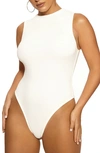 Naked Wardrobe The Nw Sleeveless Snatched Bodysuit In White