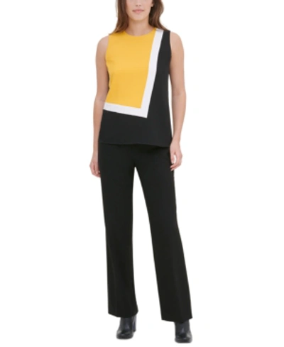 Calvin Klein Sleeveless Colorblocked Top In Ochre