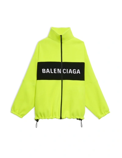 Balenciaga Neon Green Wool Logo Jacket In Yellow | ModeSens