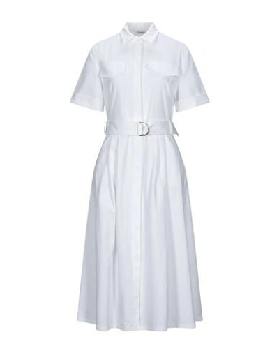 P.a.r.o.s.h Cotton Midi Dress With Belt In White