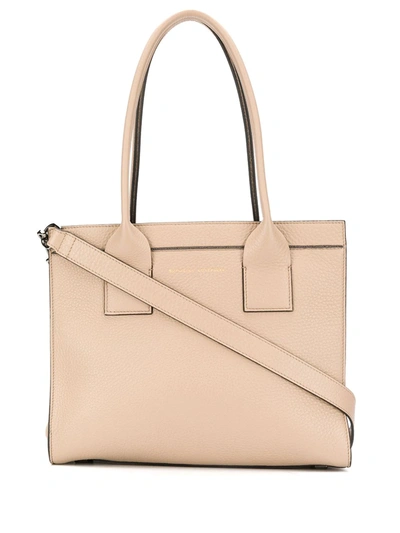 Brunello Cucinelli Logo Embossed Pebbled Leather Tote In Neutrals