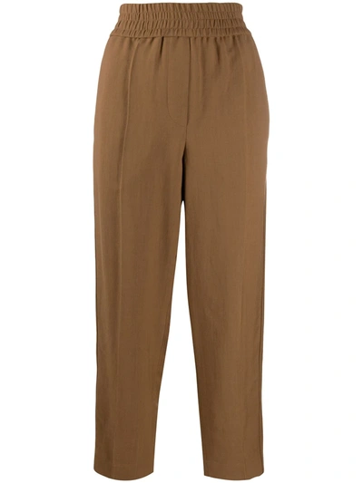 Brunello Cucinelli Elasticated Waistband Trousers In Brown
