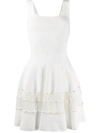 Alexander Mcqueen Ribbed Detail Flared Dress In White