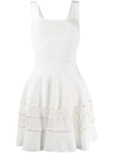 Alexander Mcqueen Ribbed Detail Flared Dress In White