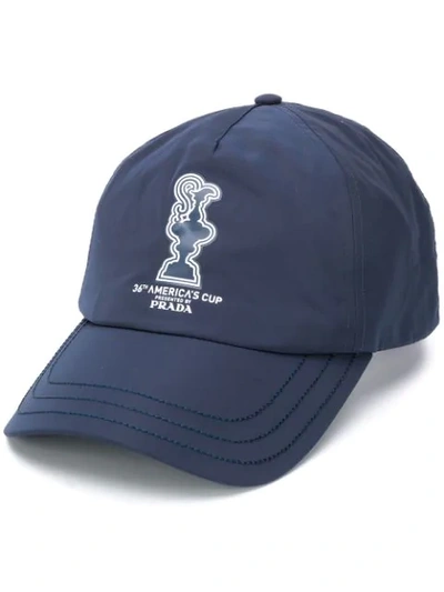 Prada 36th Americas Cup Baseball Cap In Navy Blue (blue)