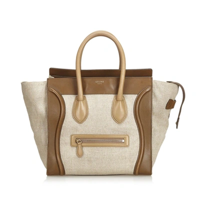 Pre-owned Celine Canvas Luggage Tote Bag In Neutrals