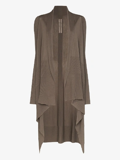 Rick Owens Long-line Waterfall Cardigan In Neutrals