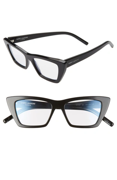 Saint Laurent 51mm Optical Cat Eye Glasses In Black
