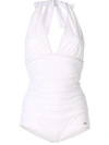 Dolce & Gabbana One-piece Swimsuit With Plunging Neckline In White