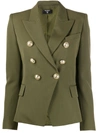 Balmain Peaked Lapel Double-breasted Blazer In Green