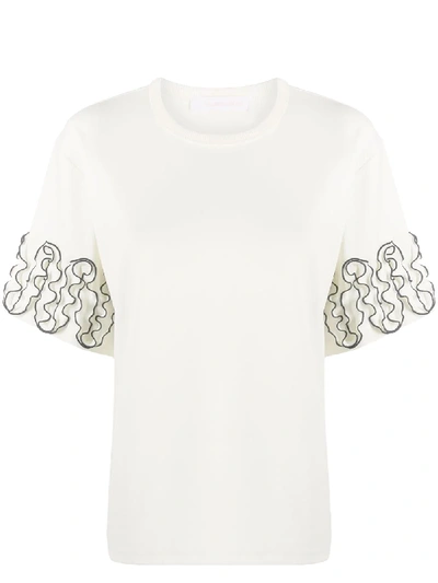 See By Chloé Frilled Cuff Relaxed-fit T-shirt In White