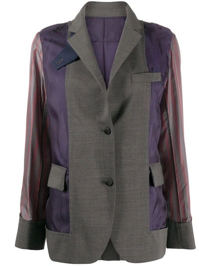 Sacai Fabric Mix Blazer In Grey