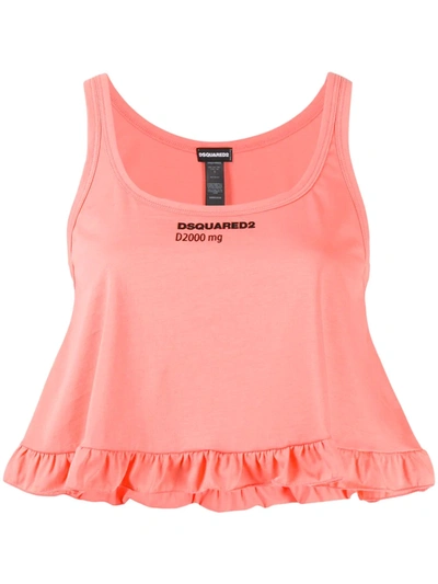 Dsquared2 Ruffle Detail Cropped Tank Top In Pink