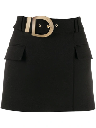 Balmain Short Low Waisted Black Wool Skirt