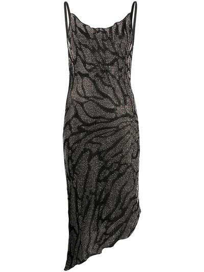 Just Cavalli Metallized Fitted Cocktail Dress In Black