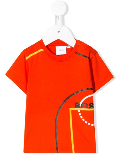 Hugo Boss Babies' Graphic Logo T-shirt In Orange