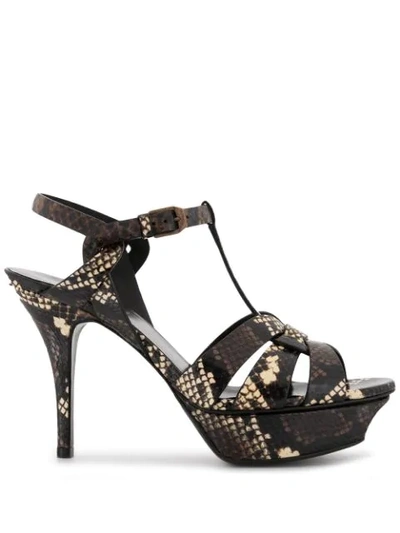 Saint Laurent Snakeskin Effect 105mm Sandals In Multicolour