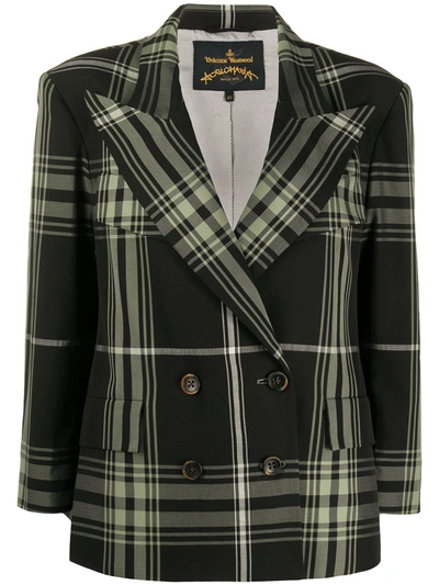 Vivienne Westwood Anglomania Plaid Boxy Blazer In Black