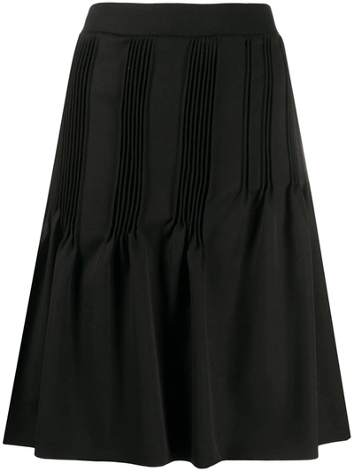 Nina Ricci Micro-pleat Midi Skirt In Black