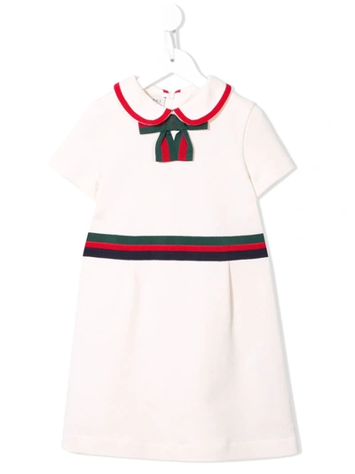 Gucci Kids' Bow Detail Party Dress In White