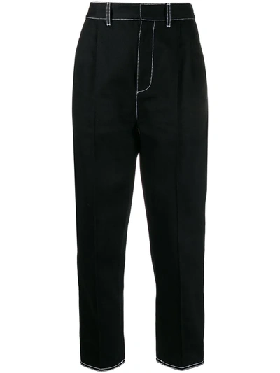 Alexander Mcqueen Contrast Stitch Straight Leg Denim Pants In Black