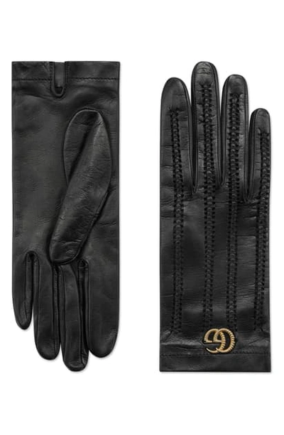 Gucci Horsebit Nappa Leather Gloves In Nero