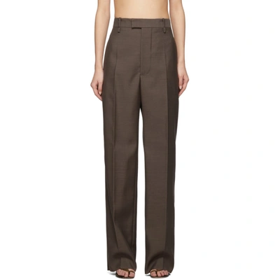 Bottega Veneta Brown Wool Travel Trousers In 2859 Grey