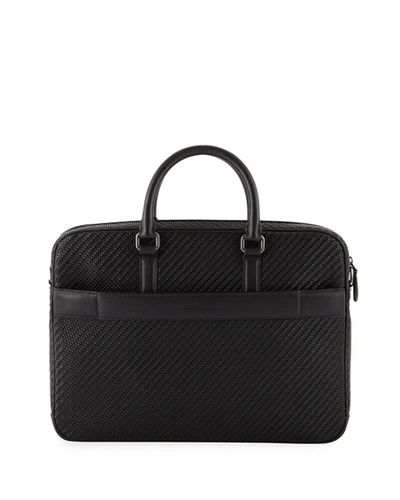 Ermenegildo Zegna Men's Pelle Business Bag In Black