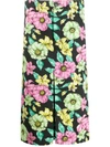Balenciaga Flower Printed Cotton Pleat Skirt In Multicolor