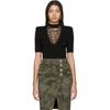 Balmain Lace-up Ribbed-knit Top In Black