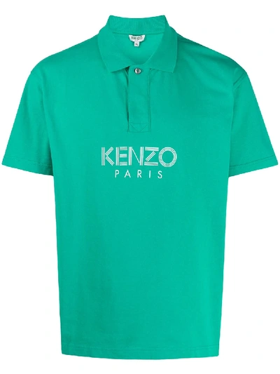 Kenzo Logo Front Polo Shirt In Green