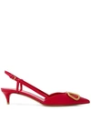 Valentino Garavani Vlogo Leather Medallion Slingback Pumps In Red