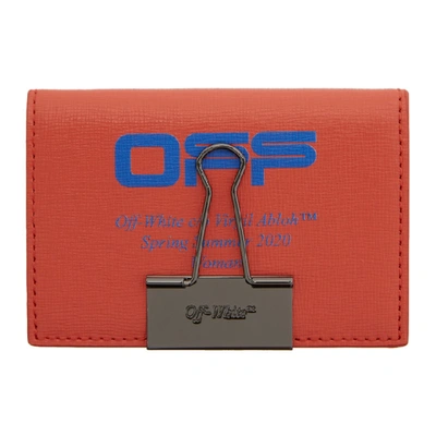 Off-white Binder Clip Leather Card Holder In Red/blue | ModeSens