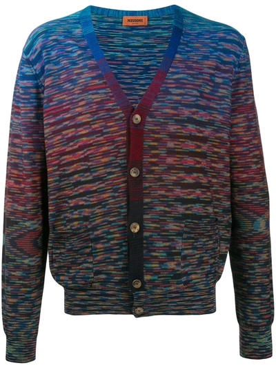 Missoni Striped Space-dyed Wool-blend Cardigan In Blue