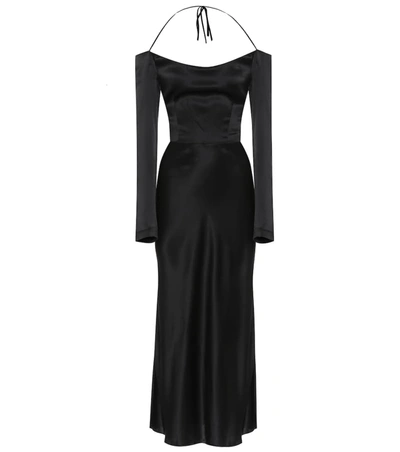 Matériel Tbilisi Silk-satin Midi Dress In Black