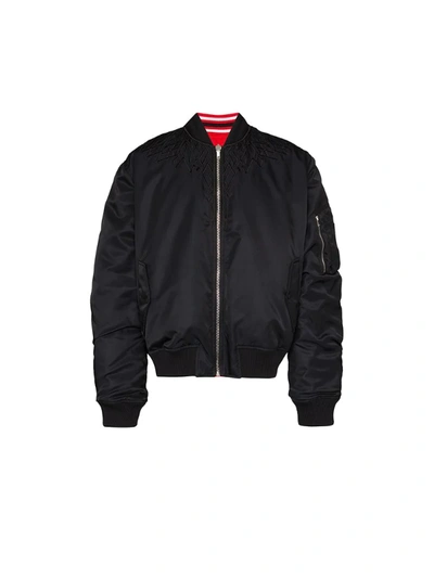 Marcelo Burlon County Of Milan Wings Embroidered Reversible Bomber Jacket In Black