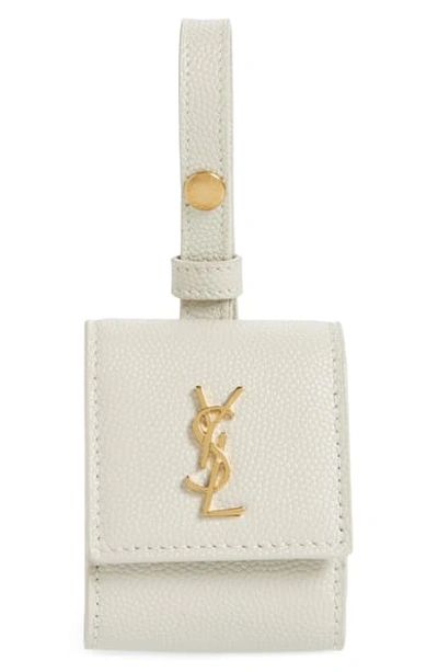 Saint Laurent Ysl Monogram Airpods Holder In Crema Soft