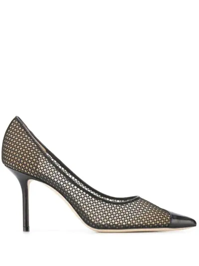 Jimmy Choo Love Asymmetrical Mesh Pointed Toe Pump In Black