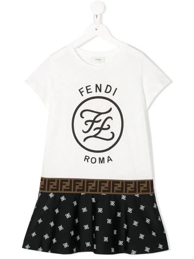 Fendi Kids Printed T-shirt Model Dress In White