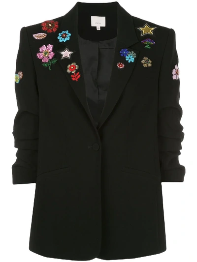 Cinq À Sept Kylie Flower Power Embroidered Jacket In Black