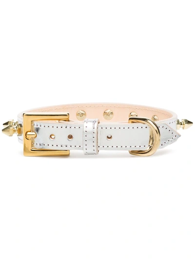 Black & Brown Jessie Studded Leather Collar In Silver