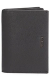 Tumi Men's Gusseted Leather Card Case In Grey Texture