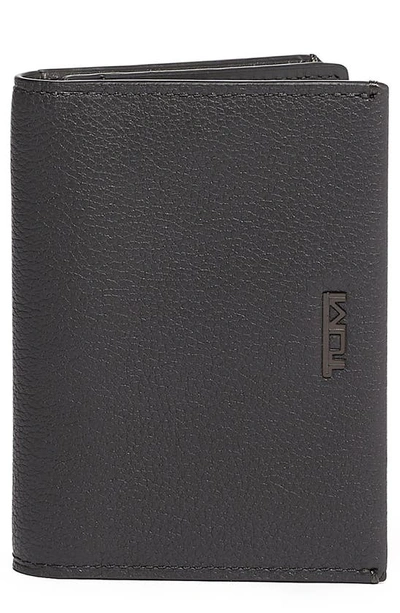 Tumi Men's Gusseted Leather Card Case In Grey Texture