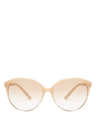 The Row Oliver Peoples Brooktree Round-frame Acetate Sunglasses In Beige
