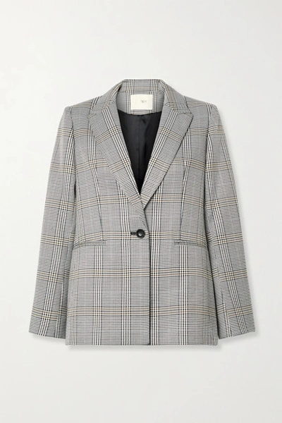 Maje Checked Woven Blazer In Gray