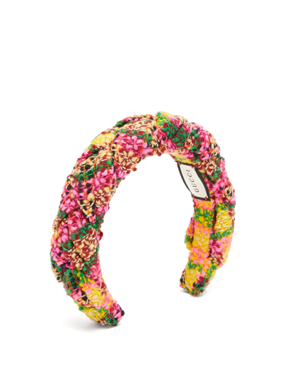 Gucci Braided Wool-blend Tweed Headband In Yellow