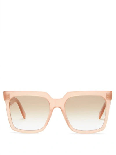 Celine Flat-top Oversized Square Acetate Sunglasses In Shiny Pink/gradient Brown