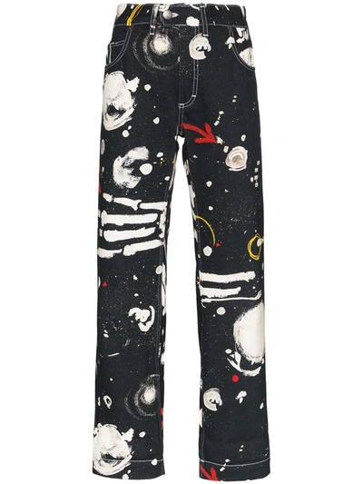 Charles Jeffrey Loverboy Asteroids Print Straight-leg Jeans In Black